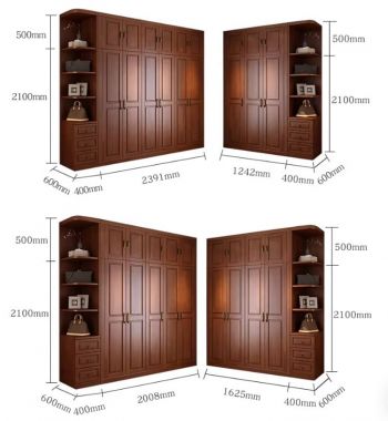 Tủ gỗ quần áo cao cấp gỗ xoan đào thiết kế theo yêu cầu-TAH 012