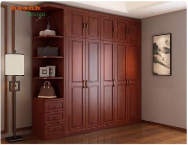 Tủ gỗ quần áo cao cấp gỗ xoan đào thiết kế theo yêu cầu-TAH 012