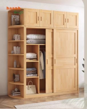 Tủ Quần Áo Gỗ Sồi – Vẻ Đẹp Tự Nhiên Vượt Thời Gian-TAH 008