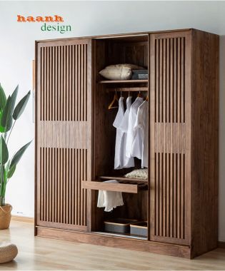 Tủ áo gỗ tự nhiên phong cách hiện đại TAH001
