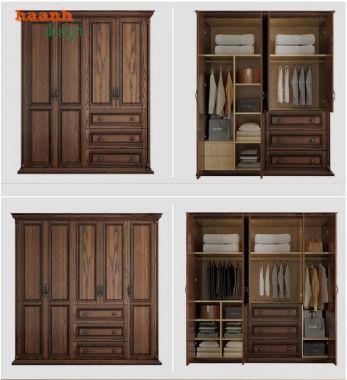 Khẳng định vẻ đẹp tự nhiên với tủ quần áo gỗ sồi-TAH 007