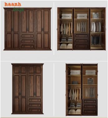 Khẳng định vẻ đẹp tự nhiên với tủ quần áo gỗ sồi-TAH 007