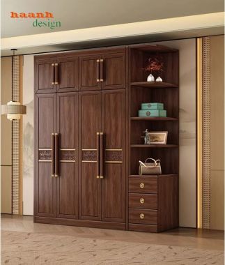 Tủ quần áo phòng ngủ gỗ sồi tự nhiên đẹp, hiện đại gia đình-TAH 010