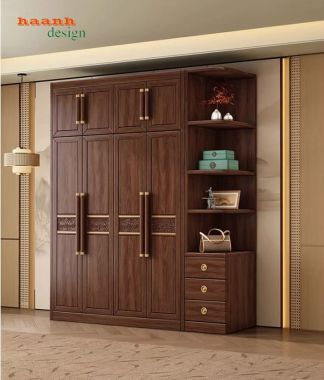 Tủ quần áo phòng ngủ gỗ sồi tự nhiên đẹp, hiện đại gia đình-TAH 010