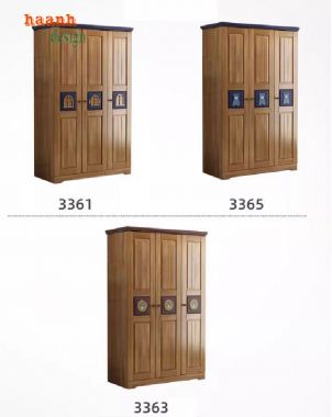 Thú vị tủ quần áo trẻ em gỗ tự nhiên trong phòng bé-TQA 001