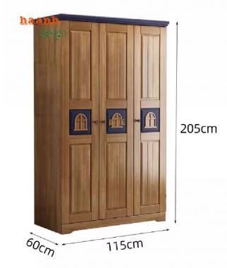 Thú vị tủ quần áo trẻ em gỗ tự nhiên trong phòng bé-TQA 001