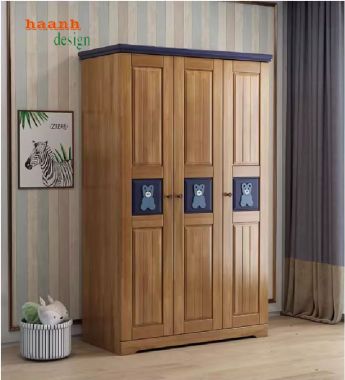 Thú vị tủ quần áo trẻ em gỗ tự nhiên trong phòng bé-TQA 001