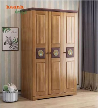 Thú vị tủ quần áo trẻ em gỗ tự nhiên trong phòng bé-TQA 001