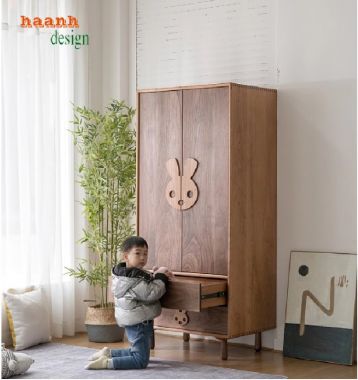 Mẫu tủ quần áo trẻ em hiện đại bằng gỗ sồi cao cấp-TQA 005