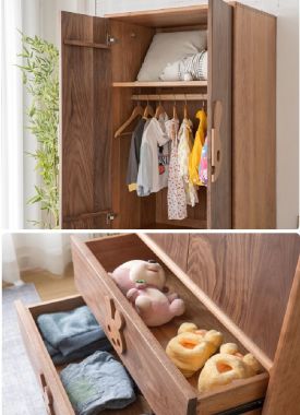 Mẫu tủ quần áo trẻ em hiện đại bằng gỗ sồi cao cấp-TQA 005