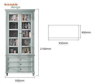 Tủ sách có cửa kính – Lựa chọn hoàn hảo cho phòng làm việc-THS 007