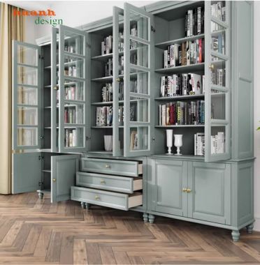 Tủ sách có cửa kính – Lựa chọn hoàn hảo cho phòng làm việc-THS 007