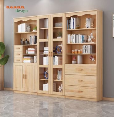 Lý do bạn nên chọn mẫu tủ sách gia đình bằng gỗ sồi ghép thanh-THS 006