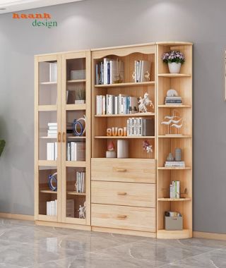 Lý do bạn nên chọn mẫu tủ sách gia đình bằng gỗ sồi ghép thanh-THS 006
