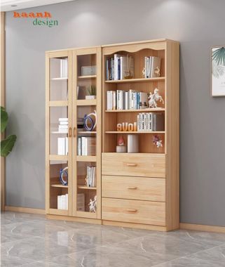 Lý do bạn nên chọn mẫu tủ sách gia đình bằng gỗ sồi ghép thanh-THS 006