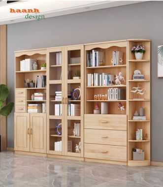Lý do bạn nên chọn mẫu tủ sách gia đình bằng gỗ sồi ghép thanh-THS 006