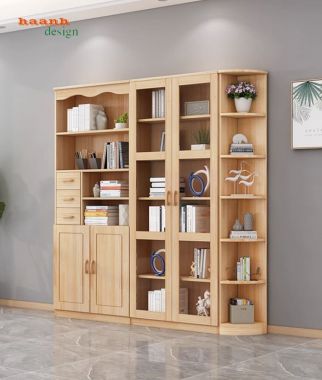 Lý do bạn nên chọn mẫu tủ sách gia đình bằng gỗ sồi ghép thanh-THS 006