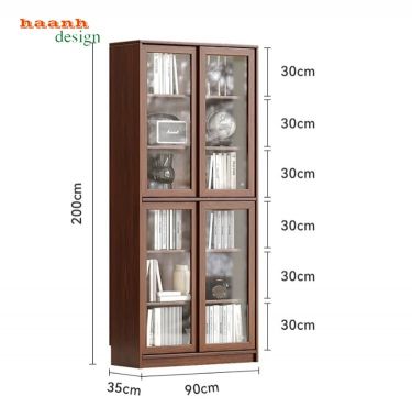Tủ sách gỗ cao cấp từ gỗ óc chó – Nâng tầm không gian sống-THS 011