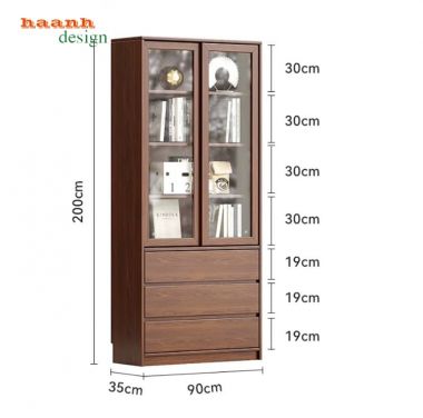Tủ sách gỗ cao cấp từ gỗ óc chó – Nâng tầm không gian sống-THS 011