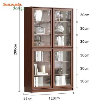 Tủ sách gỗ cao cấp từ gỗ óc chó – Nâng tầm không gian sống-THS 011