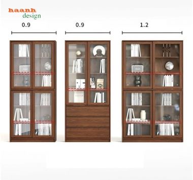Tủ sách gỗ cao cấp từ gỗ óc chó – Nâng tầm không gian sống-THS 011
