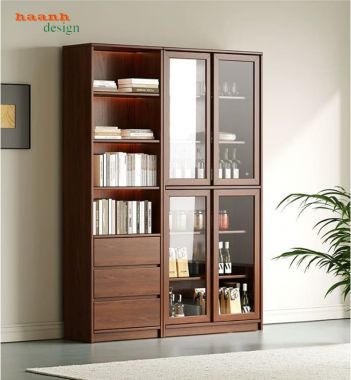 Tủ sách gỗ cao cấp từ gỗ óc chó – Nâng tầm không gian sống-THS 011