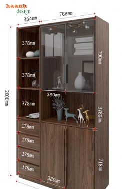 Tủ sách gỗ công nghiệp đẹp cho không gian sống hiện đại-TSH 003