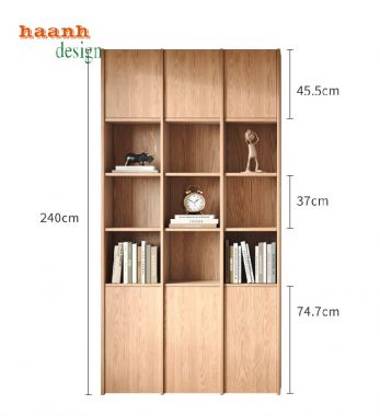 Tủ sách gỗ sồi Biểu tượng của sự sang trọng và bền bỉ-TSH 004