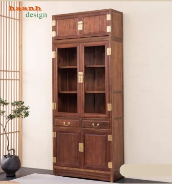 Mẫu tủ kệ sách đẹp chuẩn phong cách cổ điển Á Đông-TSC 006