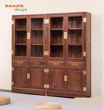 Mẫu tủ kệ sách đẹp chuẩn phong cách cổ điển Á Đông-TSC 006