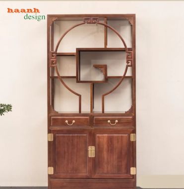 Mẫu tủ kệ sách đẹp chuẩn phong cách cổ điển Á Đông-TSC 006
