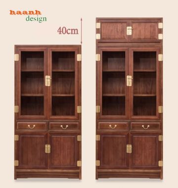 Mẫu tủ kệ sách đẹp chuẩn phong cách cổ điển Á Đông-TSC 006