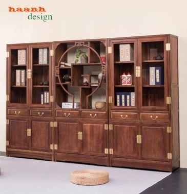 Mẫu tủ kệ sách đẹp chuẩn phong cách cổ điển Á Đông-TSC 006
