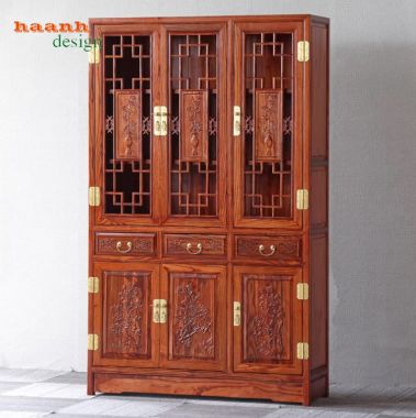Mẫu tủ sách đẹp giả cổ Trung Quốc tinh xảo và đẳng cấp-TSC 008