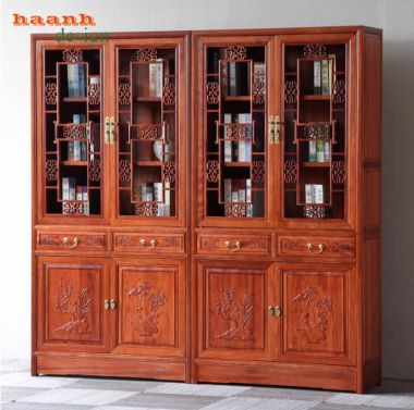 Mẫu tủ sách đẹp giả cổ Trung Quốc tinh xảo và đẳng cấp-TSC 008