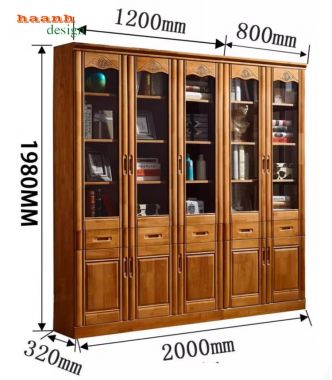 Tủ đựng sách bằng gỗ sơn PU Inchem cao cấp thiết kế Trung Hoa-TSC 007