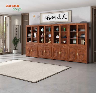 Khám phá vẻ đẹp của tủ sách gỗ tự nhiên á đông-TSC 002