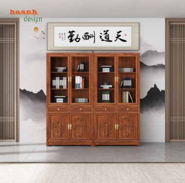 Khám phá vẻ đẹp của tủ sách gỗ tự nhiên á đông-TSC 002
