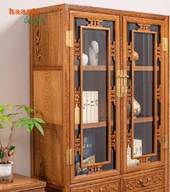Tủ sách gỗ tự nhiên truyền thống – Vẻ đẹp hài hòa và đẳng cấp-TSC 004