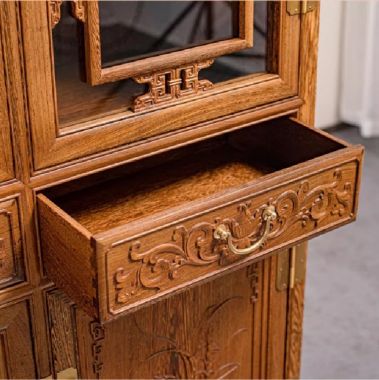 Tủ sách gỗ tự nhiên truyền thống – Vẻ đẹp hài hòa và đẳng cấp-TSC 004