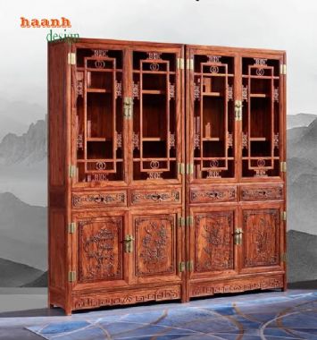 Tủ sách gỗ tự nhiên giả cổ Lựa chọn cho không gian sống-TSC 001