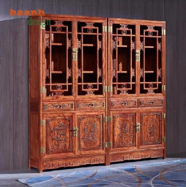 Tủ sách gỗ tự nhiên giả cổ Lựa chọn cho không gian sống-TSC 001