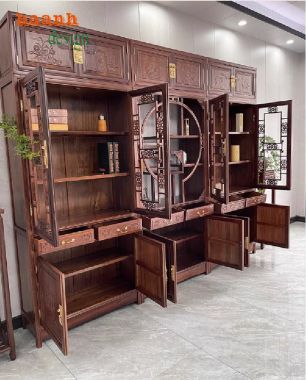 Khám phá vẻ đẹp của tủ sách bằng gỗ tự nhiên-TSC 003