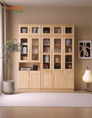 Mẫu tủ sách gỗ đẹp cho phòng làm việc gia đình hiện đại-THS 017