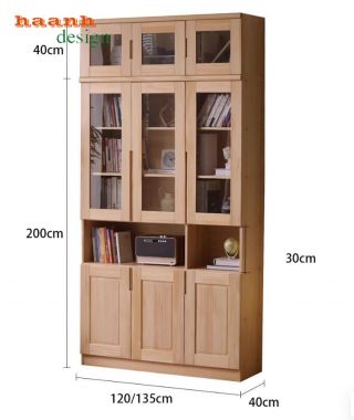 Mẫu tủ sách gỗ đẹp cho phòng làm việc gia đình hiện đại-THS 017