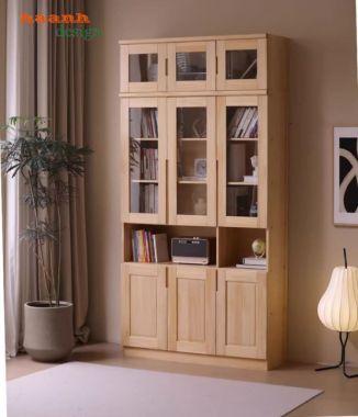 Mẫu tủ sách gỗ đẹp hiện đại cho phòng làm việc gia đình-THS 015