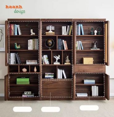 Tủ sách đẹp hiện đại bằng gỗ óc chó tự nhiên cao cấp=TSH 013