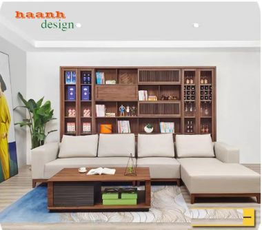Tủ sách gia đình phong cách hiện đại từ gỗ óc chó cao cấp-THS 016