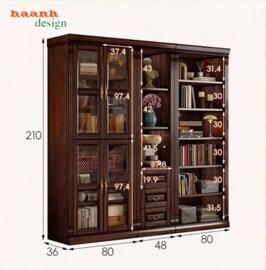 Mẫu tủ sách gỗ đẹp nhập khẩu – Đẳng cấp không gian làm việc-TST 008