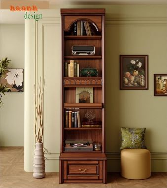 Mẫu tủ kệ sách gỗ đẹp phong cách pháp cho không gian đẳng cấp-TST 007